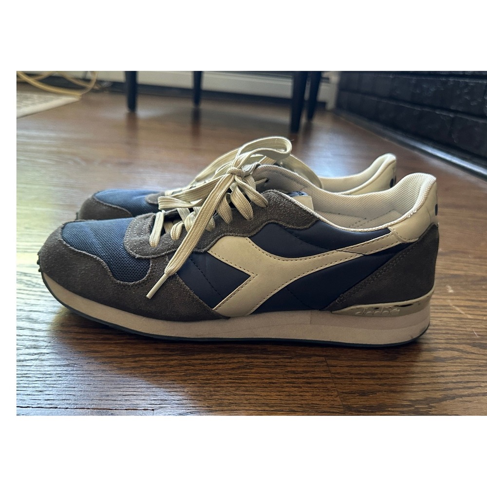 Diadora Titan II Men 9.5 Blue Grey Suede Mesh Retro Running Sneakers Classic